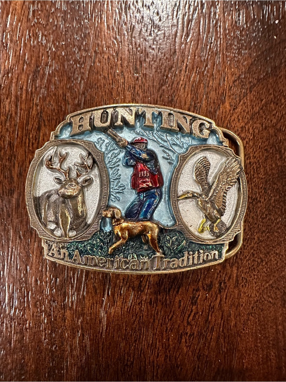 Vintage Hunting Belt Buckle - Multicolor Men’s
